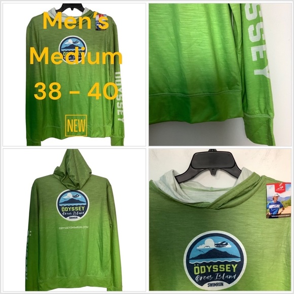 Men’s Medium Lime Green Lightweight Pullover Hoodie Sweatshirt Long Sleeve NWT - Picture 1 of 9
